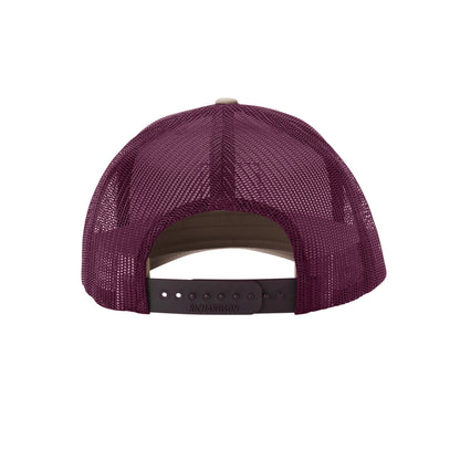Tanglefree Leather Patch Trucker Hat Khaki/Burgundy