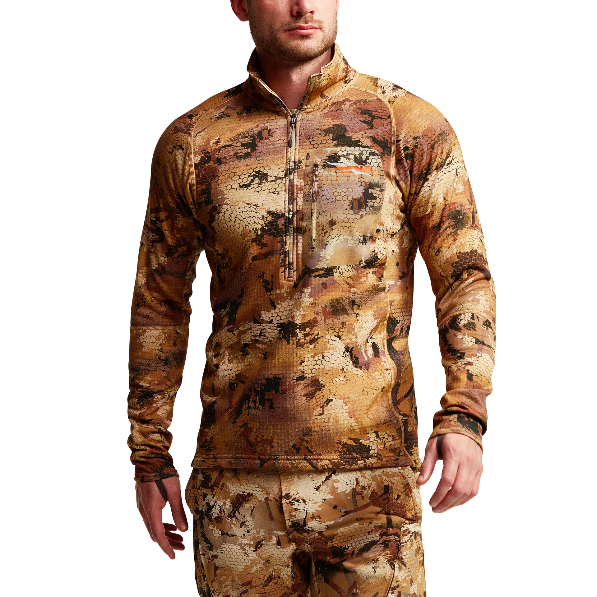 Sitka Grinder Half Zip Optifade Waterfowl Marsh – Tanglefree Shop