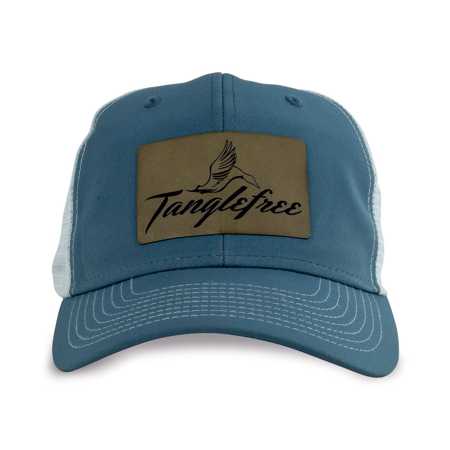 Tanglefree Blue Trucker Hat w/ Leather Patch