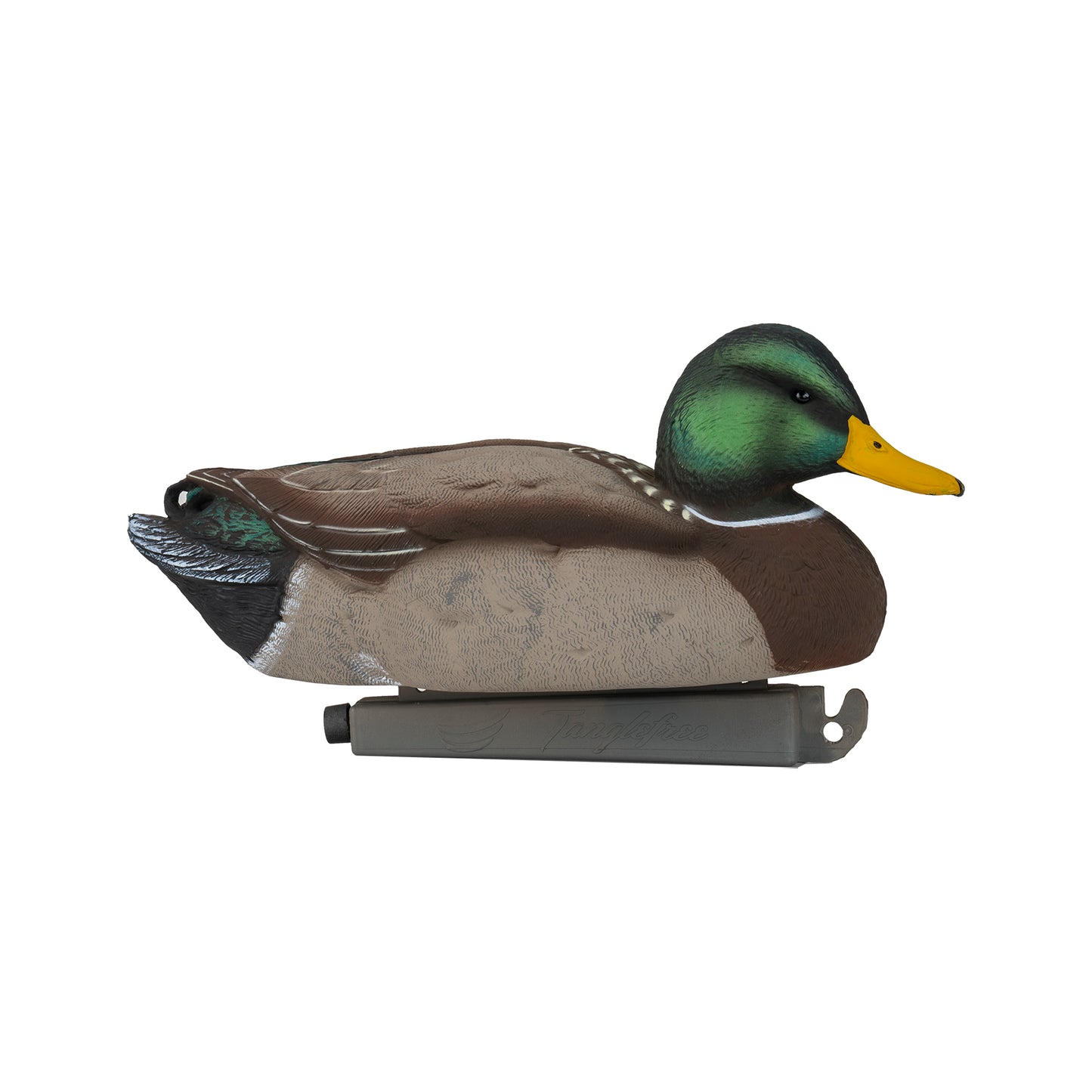 Mallard drake decoy side angle image.